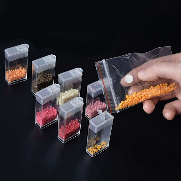 Diamantmålning Box, Varje Förvaringslåda med 64 Minifack, Rutnät, 5D Diamantmålning Verktyg och Korsbehållare Tillbehör för DIY-Fe