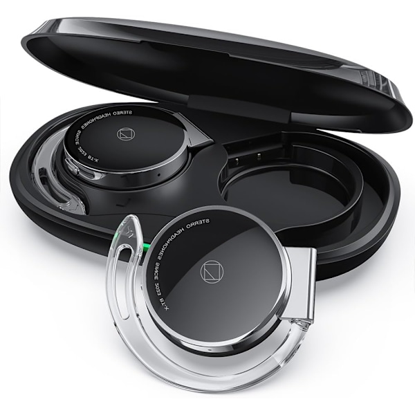 Bluetooth 5.3 On-Ear Hörlurar - Öppen Öra Design, 4 Mikrofoner, Lång Batteritid med Laddningsfodral