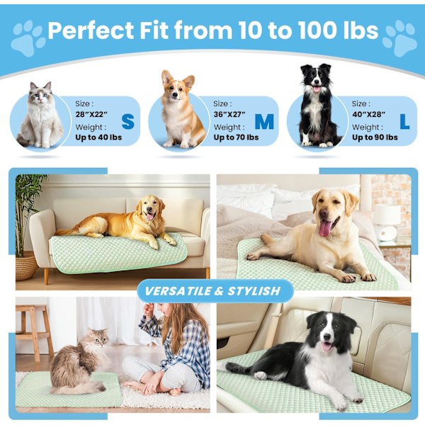 Hunde Kølemåtte Åndbar Kølemåtte til Hunde og Katte Vaskbar Kæledyrs Kølemåtte til Indendørs og Udendørs Kæledyr Skridsikker Bund 71 x 56 cm
