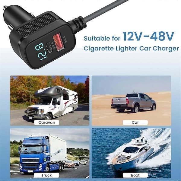 Starlink Mini Strømkabel Biloplader, 12V-48V Adapter 3m