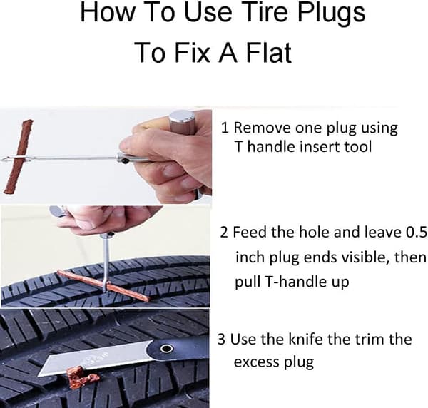 100 st Däckpluggar, Däckreparationssats Sladdar, Däckreparationspluggar, Pluggar för att Fixa Punktering, Passar Bil, ATV, UTV, Motorcykel
