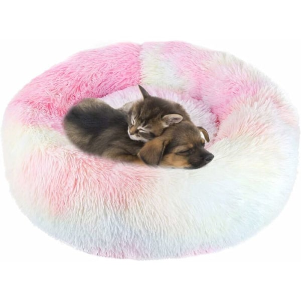 Donut Dog Cat Bed, Mjuk plysch Pet Kudde, Anti-Slip Maskintvättbar Självvärmande Pet Bed - Förbättrad sömn för katter Små medelstora hundar (mult.