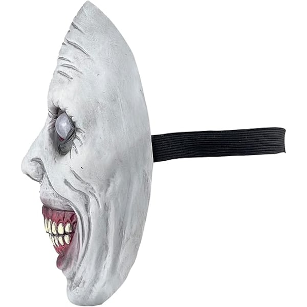 Skräck Halloweenmask leende demon skräck vit mask med ögon rollspel, vit