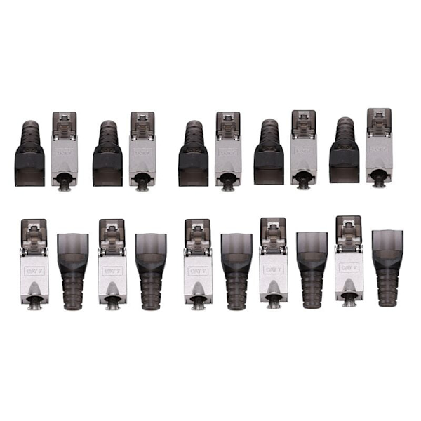 10 stk/pakke RJ45 skjermet verktøyfri Cat 7 termineringsplugg Cat7 plugg/Cat7 kontakt modulære kontakter 23/24AWG-grå