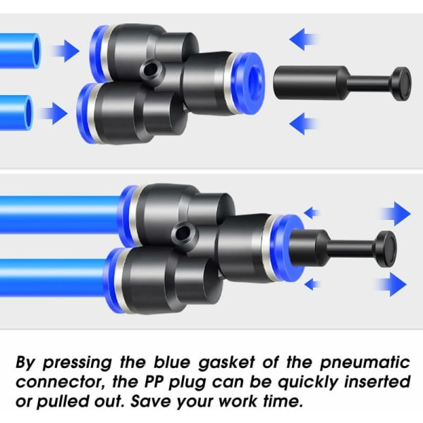 30 stk 8 mm OD push-to-connect pluggfittings, pneumatiske luftpluggfittings