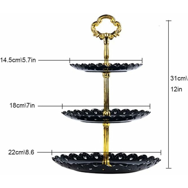 3-vånings serveringsfat i porslin, serveringsställ, pralinplatta, fruktfat, kakfat, bakplatta, vit kakplatta, tårtställ för bröllop och