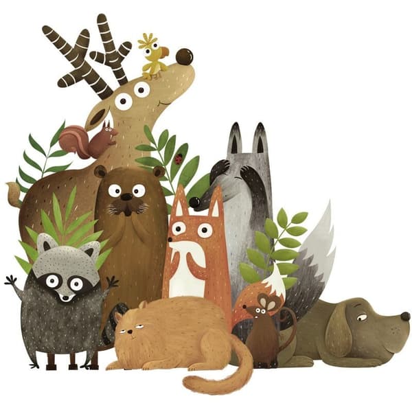 Skogsdjur Älg Räv Kanin Väggdekaler för Barnrum Barn Väggdekal Barnkammare Sovrum Dekor Affisch Konst Mural