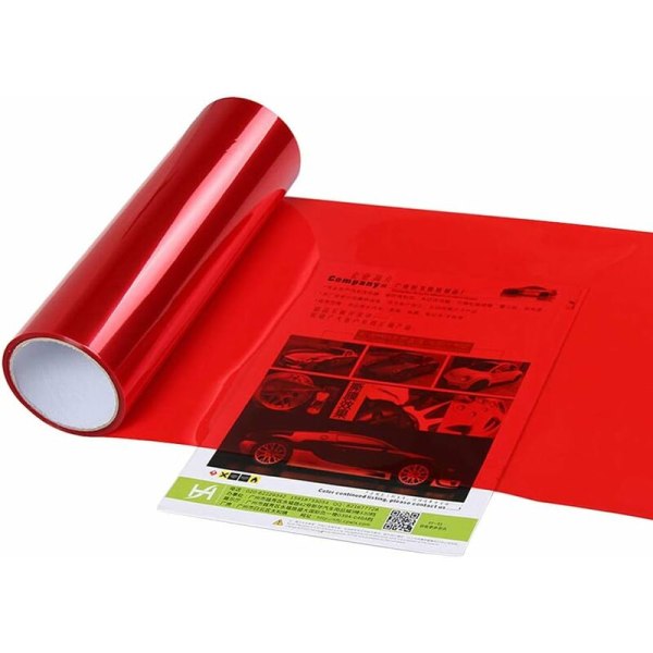 Letvægtsbilklistermærke, selvklæbende letvægtsbilklistermærke Anti-tåge røg Baglygtefarve Vinyl Wrap Sheets, rød, 30x60cm