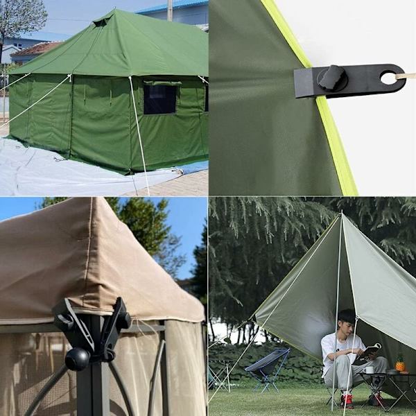 10 uppsättningar presenningklämmor, presenningklämmor, presenningklämmor med elastiska remmar, presenningfäste, utmärkt för camping, markiser, camping, husvagn