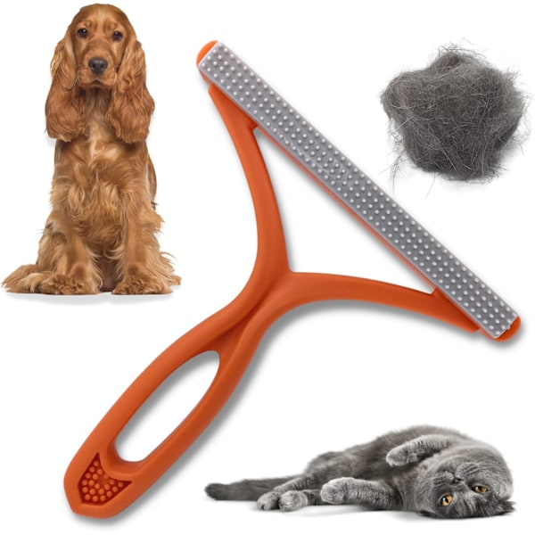 Dubbelsidig djurhårsborttagare - Återanvändbar borste för matta, soffa, bil & kläder (Orange, 2 st)
