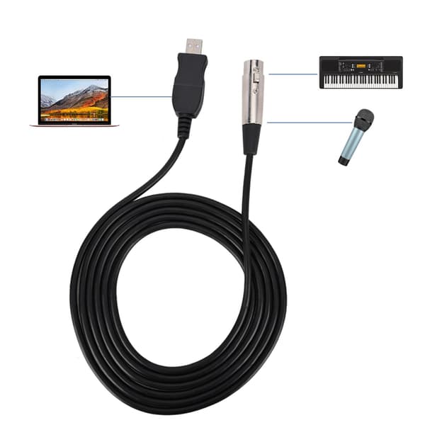 XLR Hun til USB Mikrofon Adapter Kabel Sort