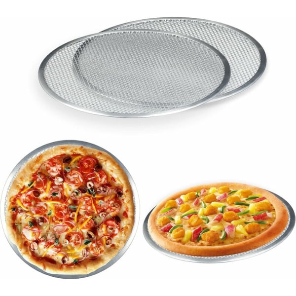 Set med 2 st non-stick aluminium mesh Pizzabakplåt med hål och sömlös kant, pizzabakplåt för hem och kök, 15,2 cm