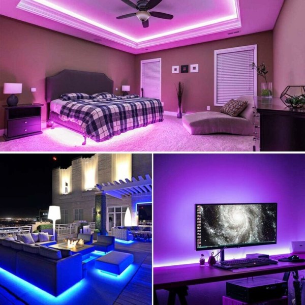 2m LED-stripe lys for 40-60 tommers TV, 16 farger skiftende 5050 LED-er for , USB-bakgrunnsbelysningssett med fjernkontroll-Fei Yu