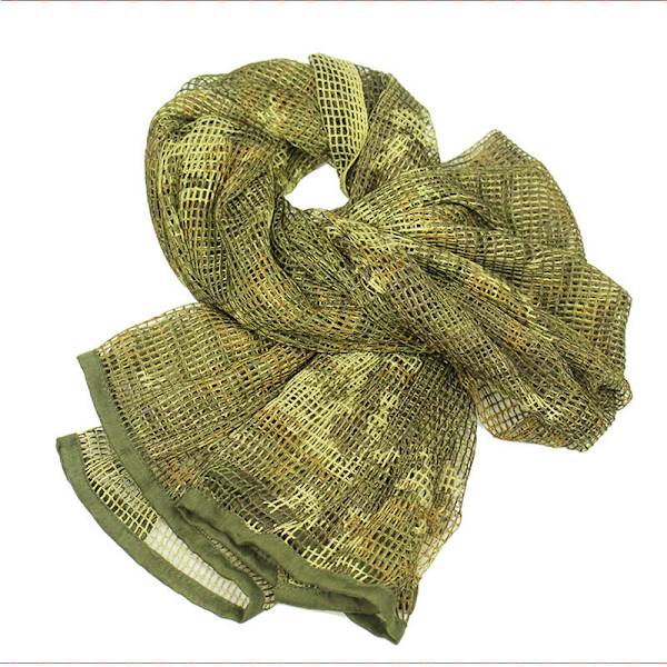 Taktisen verkkohuivi ulkoilulajeihin, kana-camouflage, suuri verkkohuivi, kenttäarmeijan fani, camouflage-verkko - Camo Mesh Net Tactical Scarf Hunille