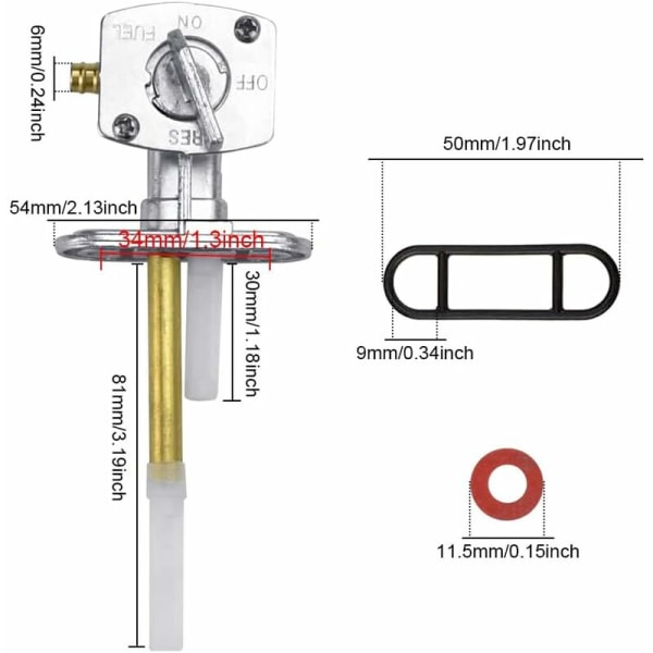 2 st bränsletankventilomkopplare 1/4\" motorcykelbränslekran motorcykelbränsletank på/av ventilomkopplare bränsleventil petcock ersättning bränslepetcock va