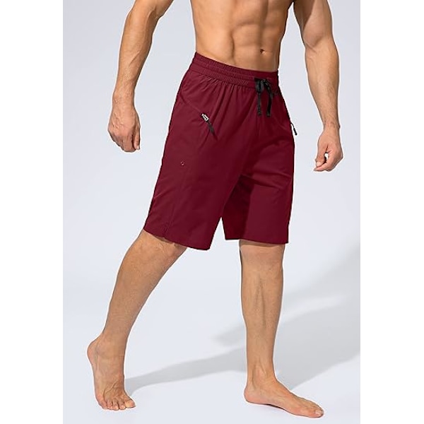 Snabbtorkande badshorts för män med ficka med dragkedja, badshorts för män - Inget meshfoder - XL - Röd