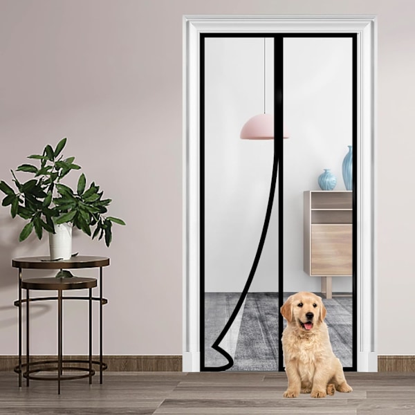 Magnetisk Isolerad Dörrgardin - Självstängande Transparent Skärm (Passar 34\"x80\") - Termiskt Skydd för AC-rum/Kök