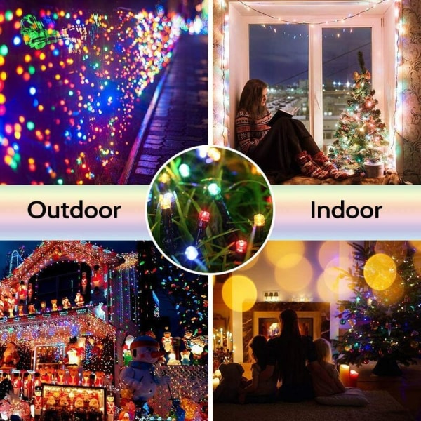 Solcelledrevne julelys, 22M 200 LED solcelledrevne lyskæder udendørs vandtætte 8 tilstande dekorationslys til have, altan, træer, hegn Pa