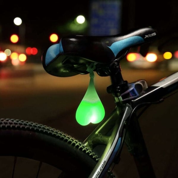 Hjerteformet lys silikone bolde Cykel Cykel Baglygte LED Hazard Lights Nat Vandtæt leje Sæde Æg Lampe - Grønt Lys-Fei Yu