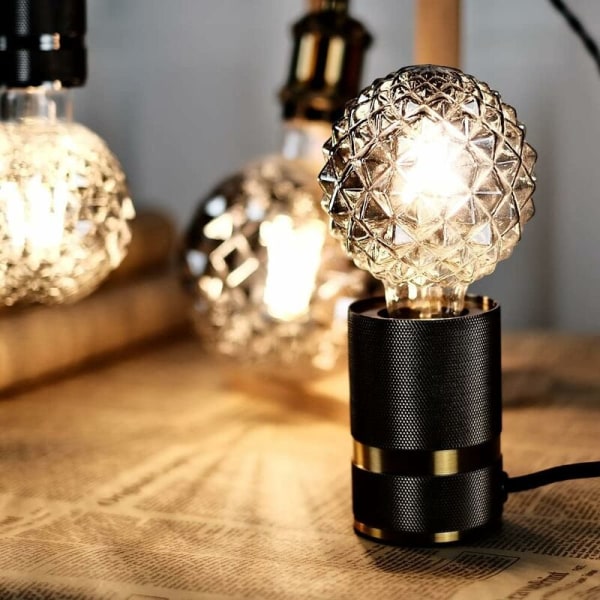 Retro LED-glödtråd Edison-lampor 4W rökglas 220/240V E27 Kristalldekorativa lampor Art Deco G95-kristall (ananas) [Energiklass D]