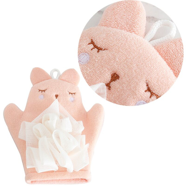 Barnebadehåndkle Dual-use Cartoon Sponge Baby Bath Ball Badehansker Bade Skrubbing Net Skummende Rygg Artifact - Rosa HIASDFLS