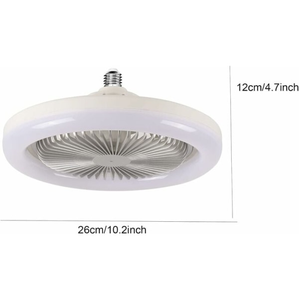 2 i 1 LED-loftsventilator, 30W loftsventilator med fjernbetjening, E27-konverterbase med B22-adapter, justerbar 3 hastighed, 3 farve dæmpbar L