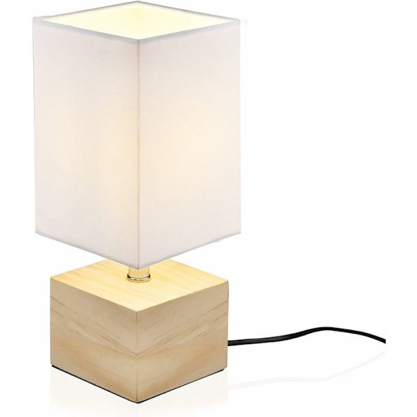 Moderne Dekorationsnatlampe, [E14 Pære Inkluderet] Æstetisk Atmosfære Læsebordlampe Træ Øjenpleje Natur Soveværelse Belysning (HVID) [E