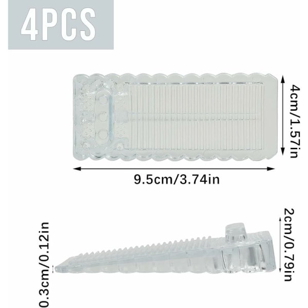 Transparent gummidørkile, kile, gummidørstopper, 4 stk. højdejusterbar, gummikile, brugt på badeværelse, altandør, børne