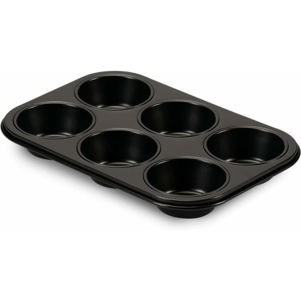 89906FG 6 muffinsbrett, 18,5 x 27 cm, stål, svart HIASDFLS