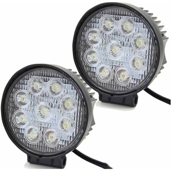 2-pack 27W LED-arbetsljus Rundt arbetsljus Offroad strålkastare Floodlight strålkastare Floodlight arbetsljus för ATV SUV Traktor Trädgård 1755LM