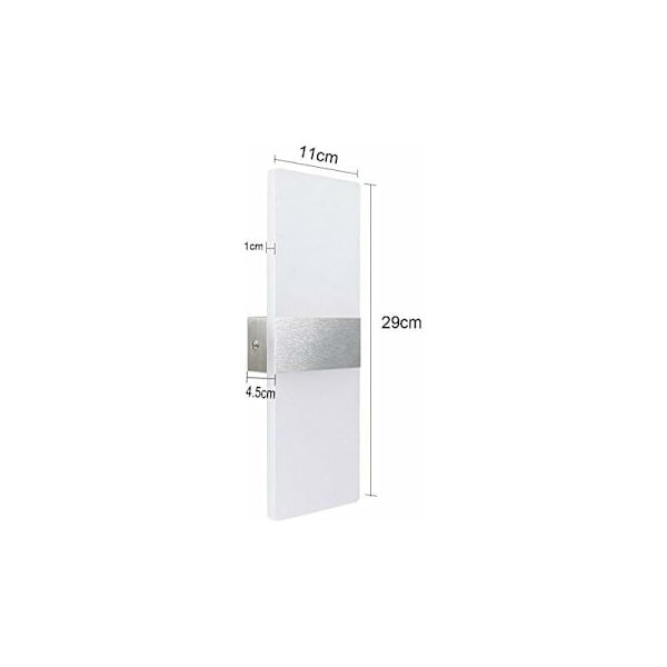6W Indendørs LED Vægskinne 6000K Kold Hvid Akryl Vægslampe Moderne Design Størrelse: 29x11CM Bruges til at dekorere stue soveværelse gang trappe