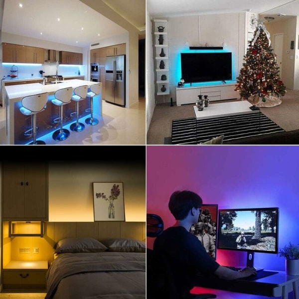 2m LED-stripe lys for 40-60 tommers TV, 16 farger skiftende 5050 LED-er for , USB-bakgrunnsbelysningssett med fjernkontroll-Fei Yu