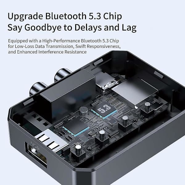 NFC Bluetooth-mottaker, Bluetooth 5.3 Aux-adapter for bil, trådløs lydmottaker for hjemmestereo/