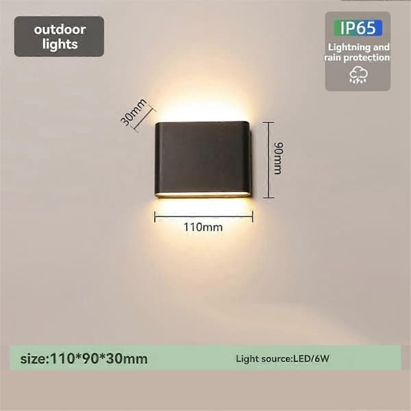 LED Seinävalaisin Vedenpitävä Sisäseinävalaistus Musta S