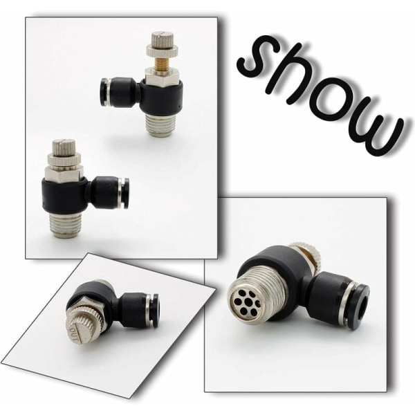 3 stk. pneumatiske fittings, luftstrømsregulator, med push-in-tilslutning og ekstern gevindventil hurtigkobling, til pneumatiske værktøjer 8mm