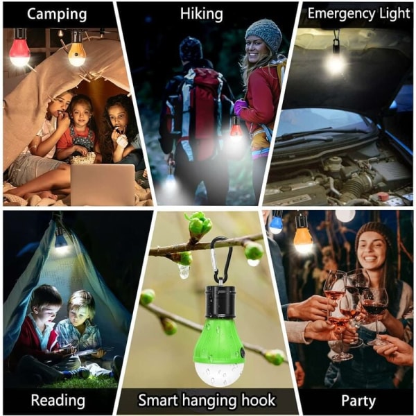 4 Pack LED campinglys, Vandrefiskelys, Vandtætte nødlys, batteridrevet, indendørs udendørs LED-belysning.