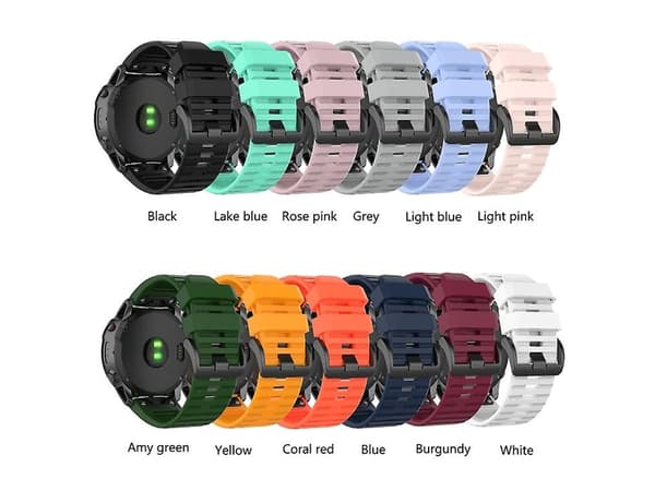 Rem til Garmin Fenix 6X Pro 26 mm sort silikone urrem
