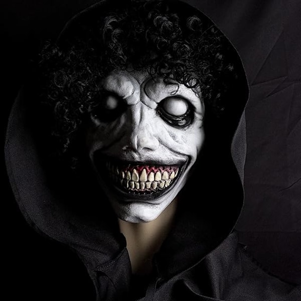 Leende Djävul Halloween Skräckmask, Latex Skräck Realistisk Spöke Djävul Zombie Rollspelsdräkt Mask Festrekvisita (Vit Leende Djävul)