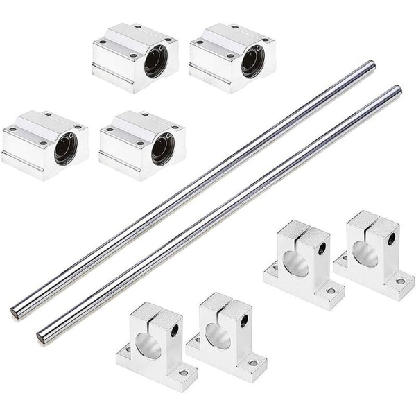 x 500 mm lineaariakseli Ø 8 mm Vaakasuora lineaarinen kuulalaakeriohjaus + 4 x SK8-tuet + 4 x SCS8UU-laakerilohkot