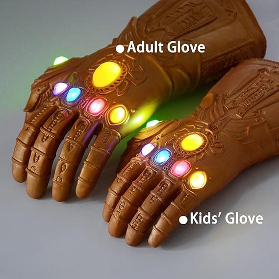 Latexhandskar med LED-belysning, Halloween-presenter och rollspel Guld för barn