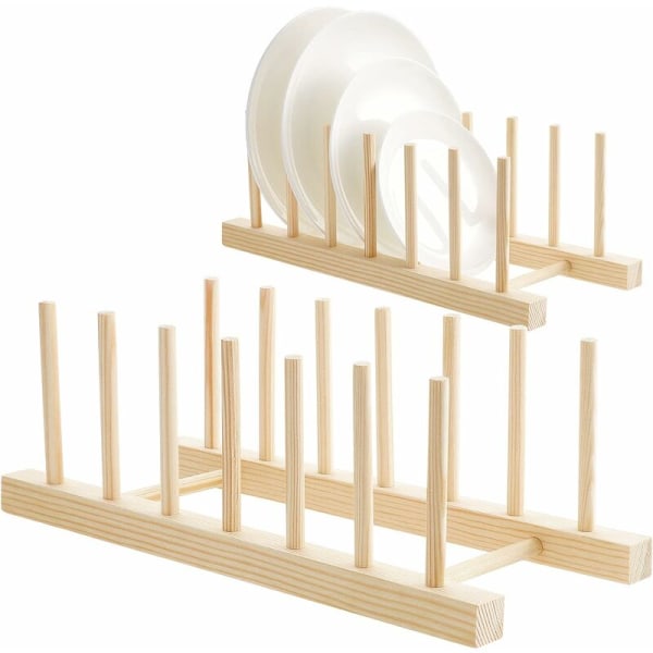 2 st bambu diskställ, köksförvaring diskställ diskställ bambu tallriksställ, för bambuskål, träplatta, glasskål, skärbrädeställ