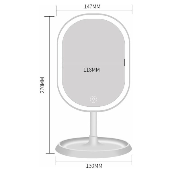 LED-meikkpeili, irrotettava suurennuspeili, älykäs valaistuksen säätö ja USB-lataus, 180 astetta kääntyvä pöytäpeili, täydellinen lahja