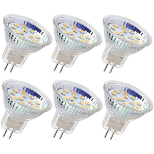 6 stk. MR11 LED-pærer GU4-spotlightpærer 3W 18 LED-er Halogenpærer 20W Ikke-dimbar Ekvivalent 12V AC/DC LED-pærer for Hjem Landskap Skinne Lig