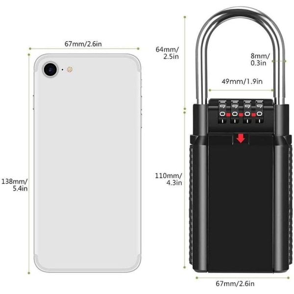 Nøgleboks til nøgle, kodet nøgleboks, opbevaring af kombinationsboks, sikker opbevaring til udvalgte adgangsnøgler, velegnet til venner og ældre slægtninge