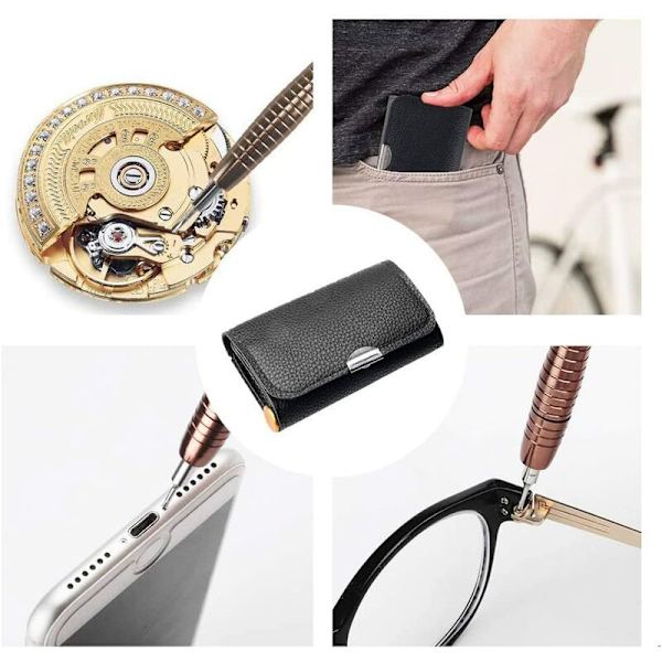 Tarkkuusruuvimeisseli Mini 25 in 1 Tarkkuusruuvimeisselisetti Korjaustyökalut, Ruuvimeisseli Työkalusarja Nahkakotelo iPhoneen, Matkapuhelimeen, Kannettavaan tietokoneeseen,