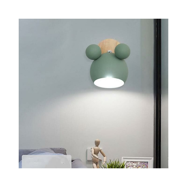 Pohjoismainen seinävalaisin alumiininen mickey-seinävalaisin lasten makuuhuoneen valaisimiin moderni sisäseinävalaisin E27 luova valaisin Vihreä