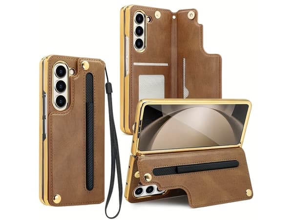 Kotelo Samsung Galaxy Fold4:lle, ruskea