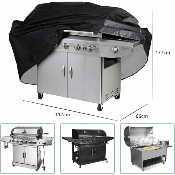 Grilltrekk, 420D Oxford presenning, vind-/sol-/vanntett, utendørs grilltrekk passer til de fleste griller (117  66  117cm)