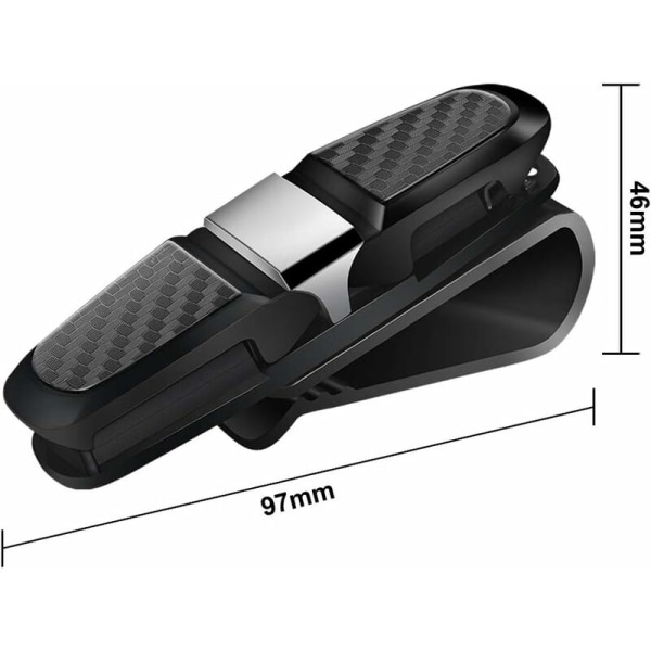 Bilbrillerholder, Pakke med 4 solbrillerholder, Bil solbriller briller med kortkortklemme, Dobbeltsidet brillerholder
