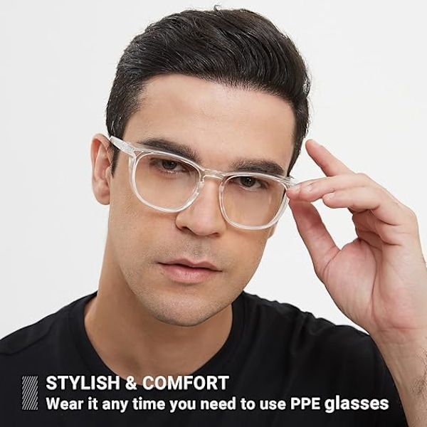 Skyddsglasögon, snygga goggles, imfria linser, alternativ till vanliga skyddsglasögon för laboratorier och sjukvård, transparent grå ram